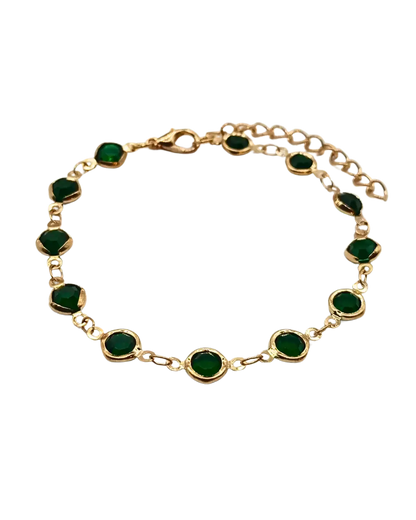 Gold Crystal Beaded Charm Bracelet