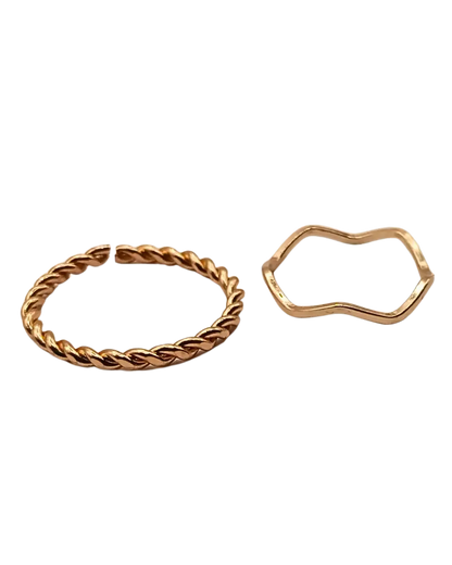 2 Rings Gold Plated Finger Ring Set