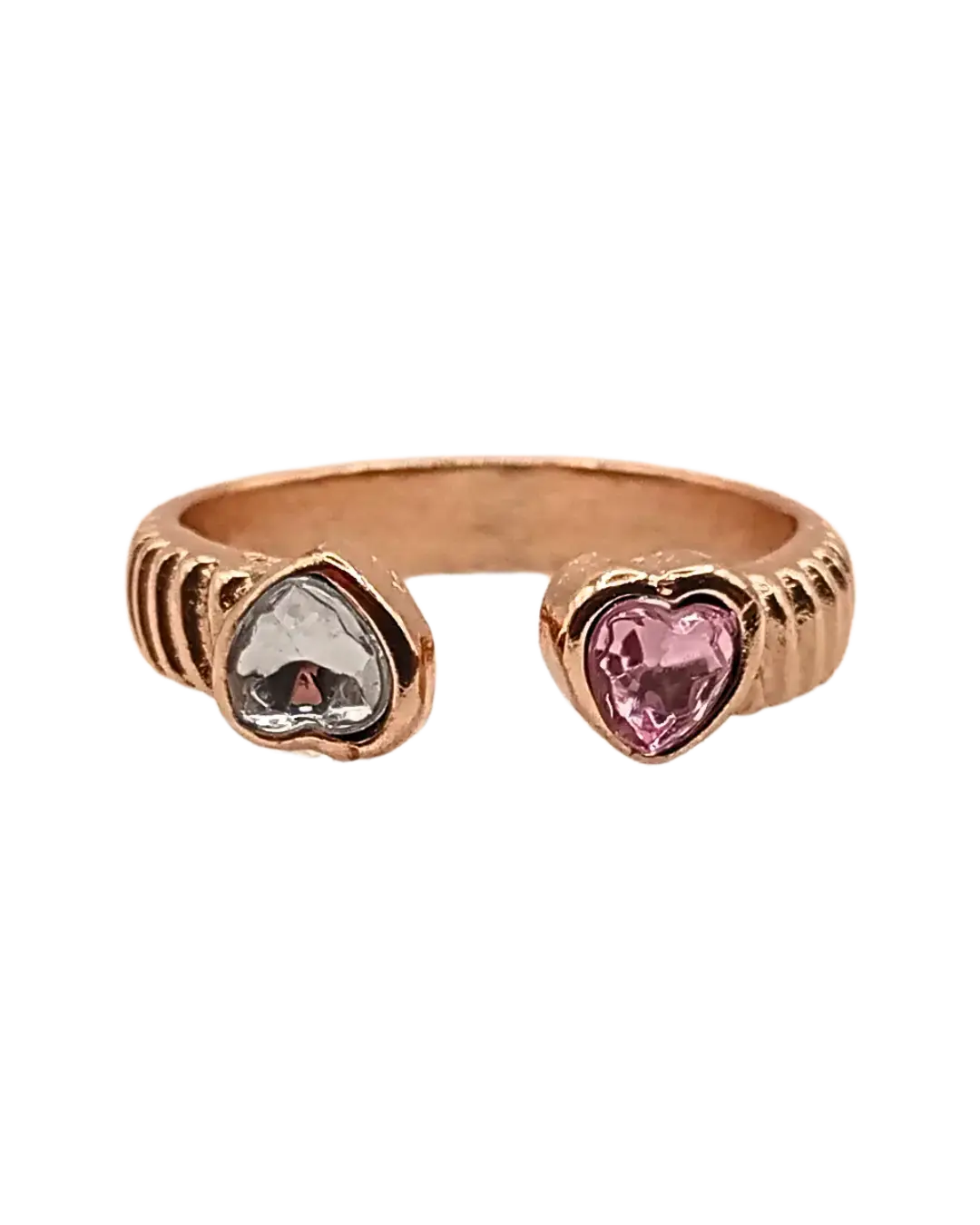 Two Hearts Open Ring