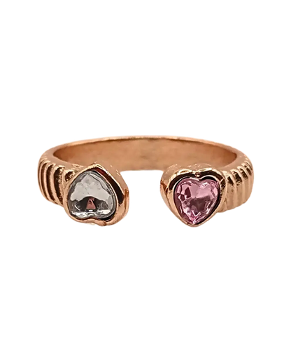 Two Hearts Open Ring