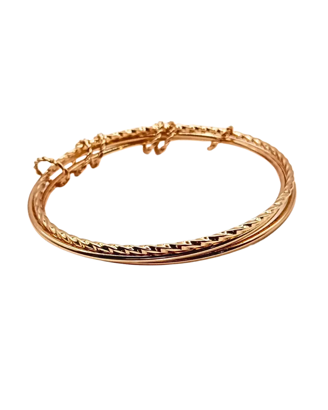 Linked Textured and Smooth Bangle Set