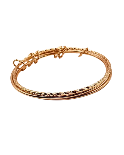 Linked Textured and Smooth Bangle Set