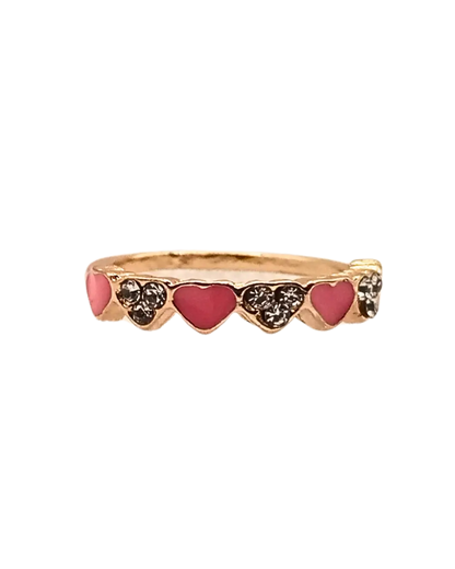Pink Flush Hearts Ring
