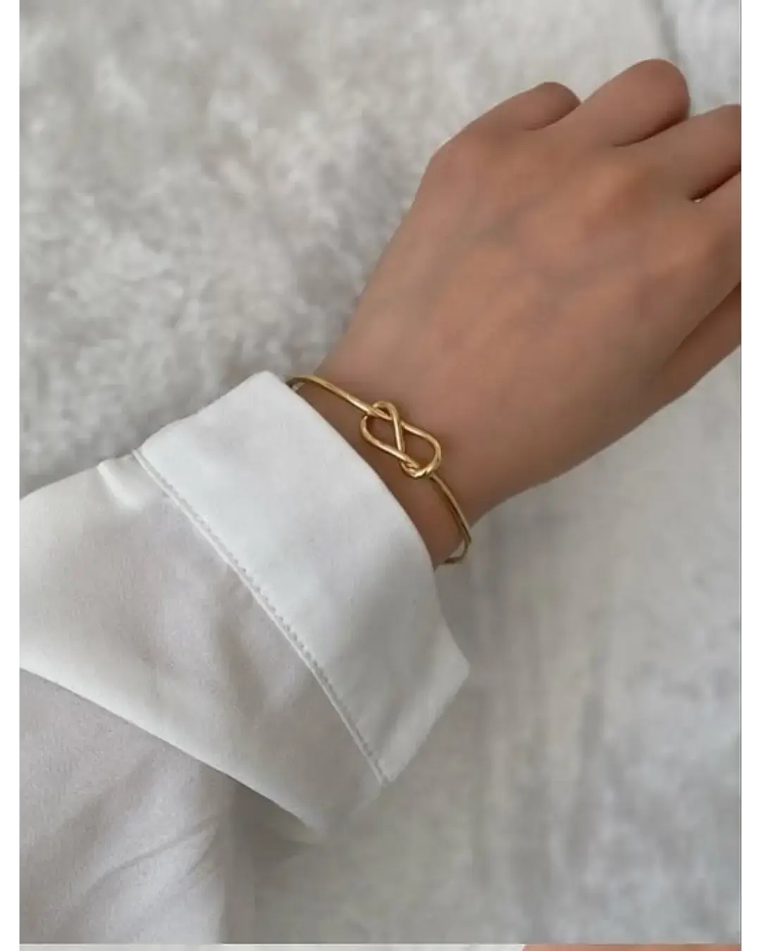 Golden Love Knot Open Cuff Bracelet