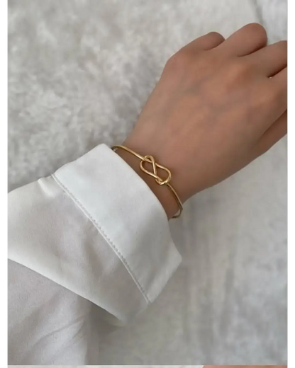 Golden Love Knot Open Cuff Bracelet