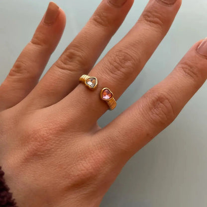 Two Hearts Open Ring