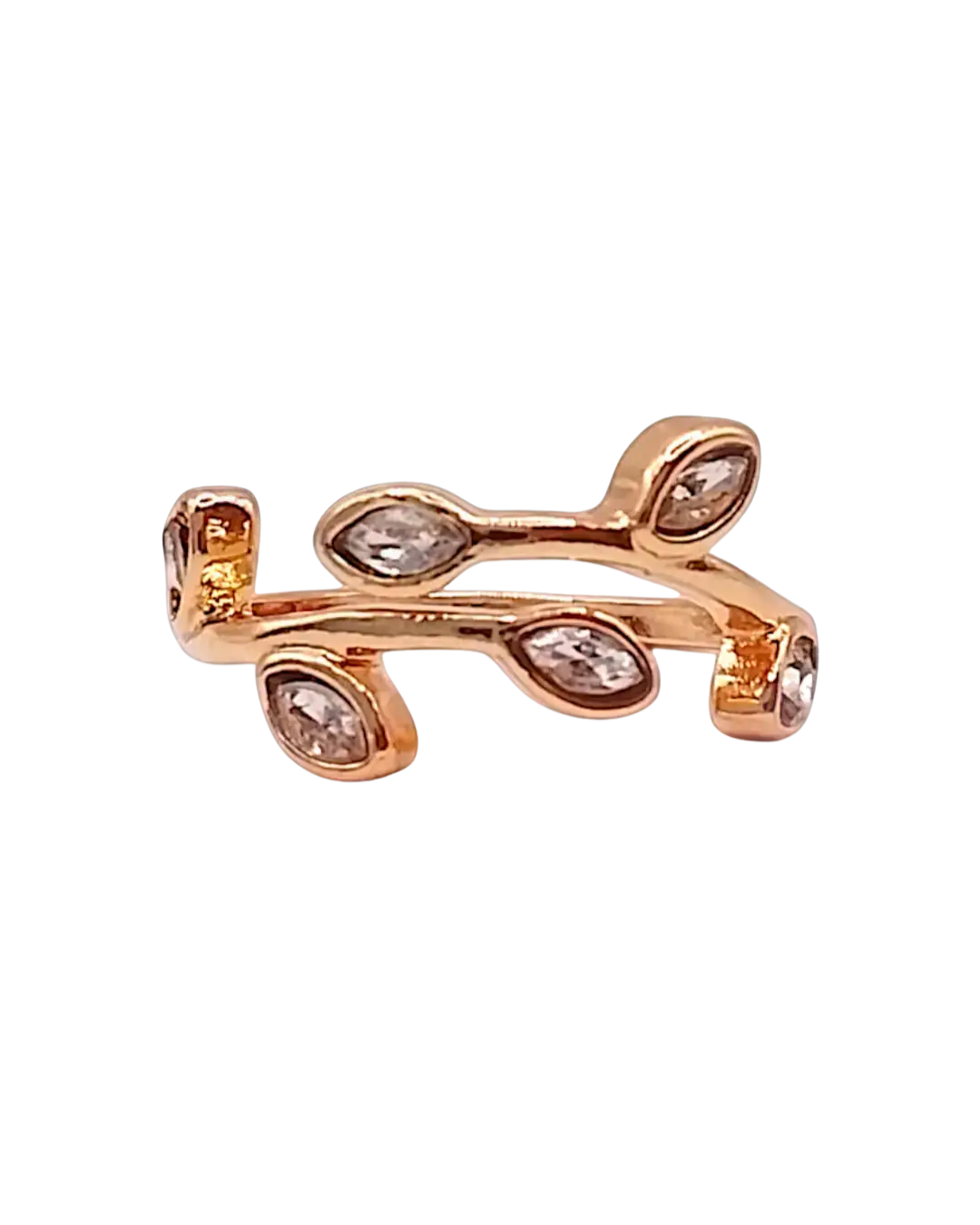 White Zircon Stone Leaf Ring