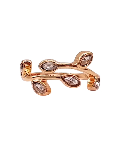 White Zircon Stone Leaf Ring