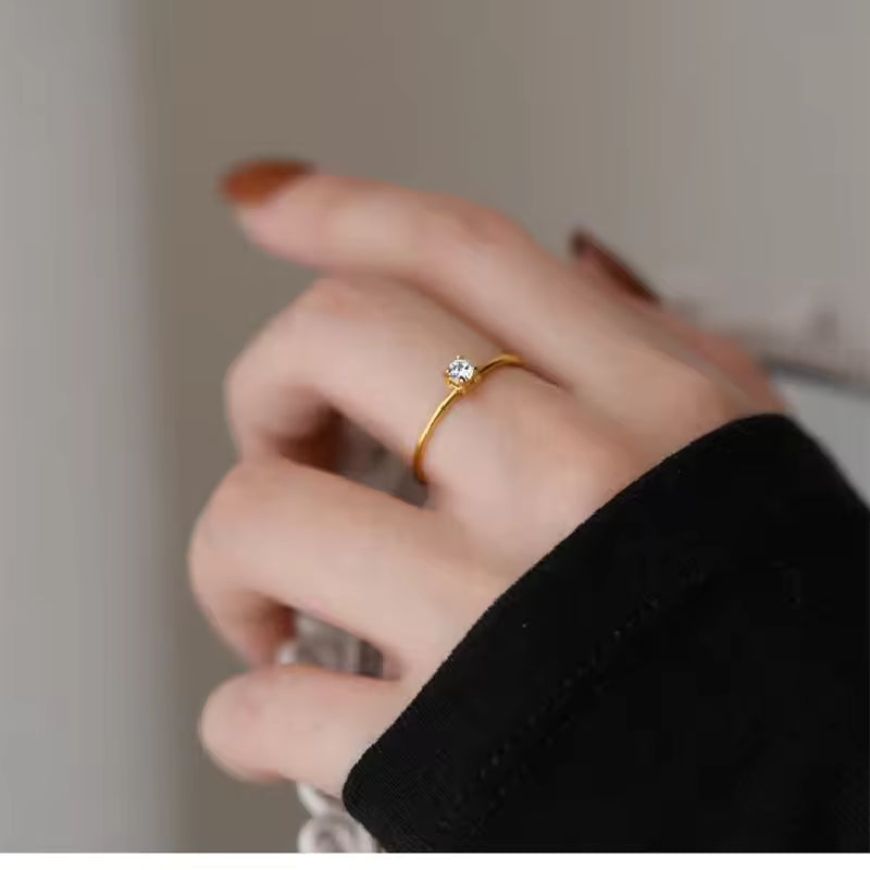 Geometric Square Crystal Zircon Rin