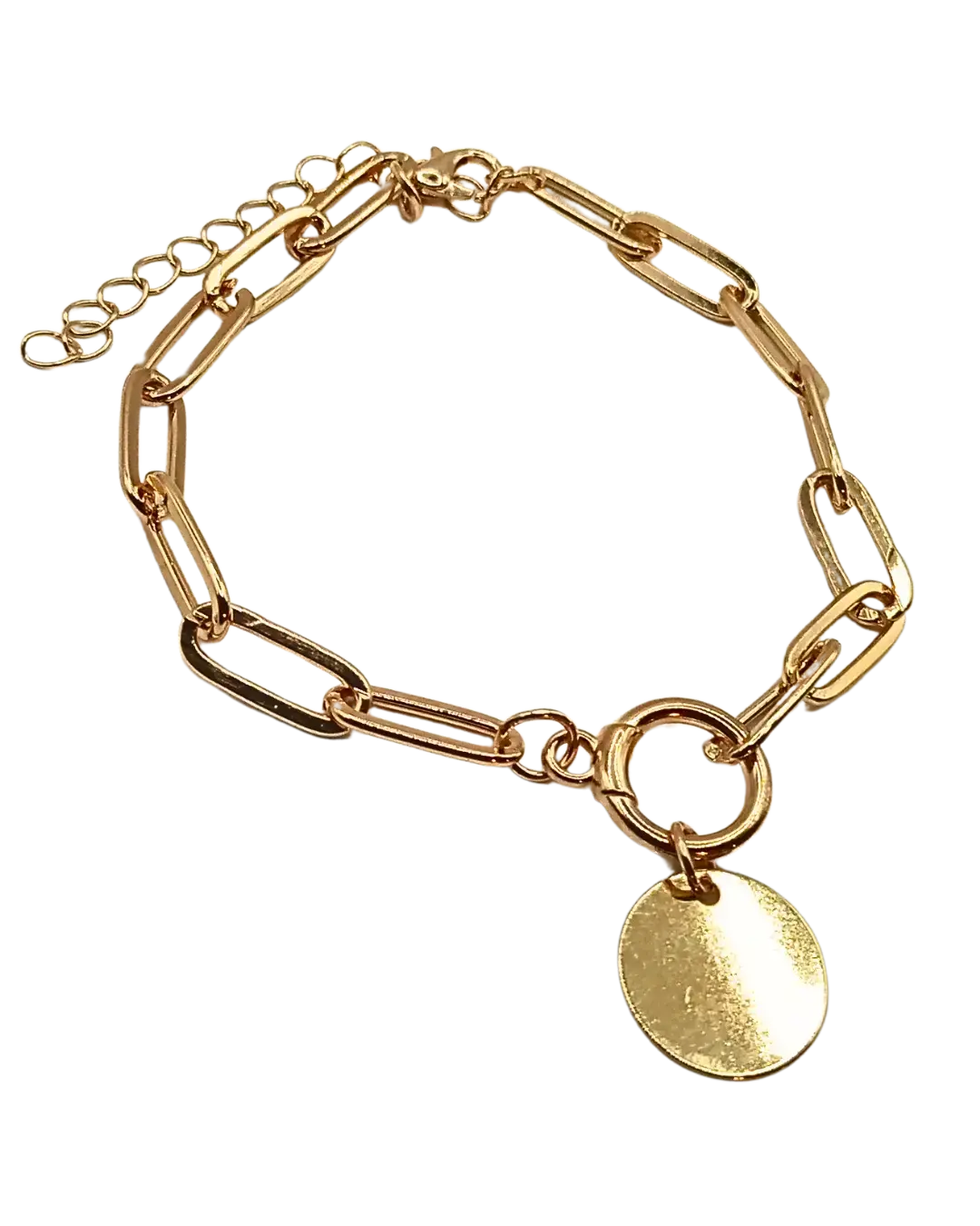 Golden Link Bracelet with Golden Disc