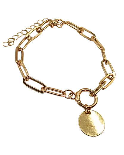 Golden Link Bracelet with Golden Disc