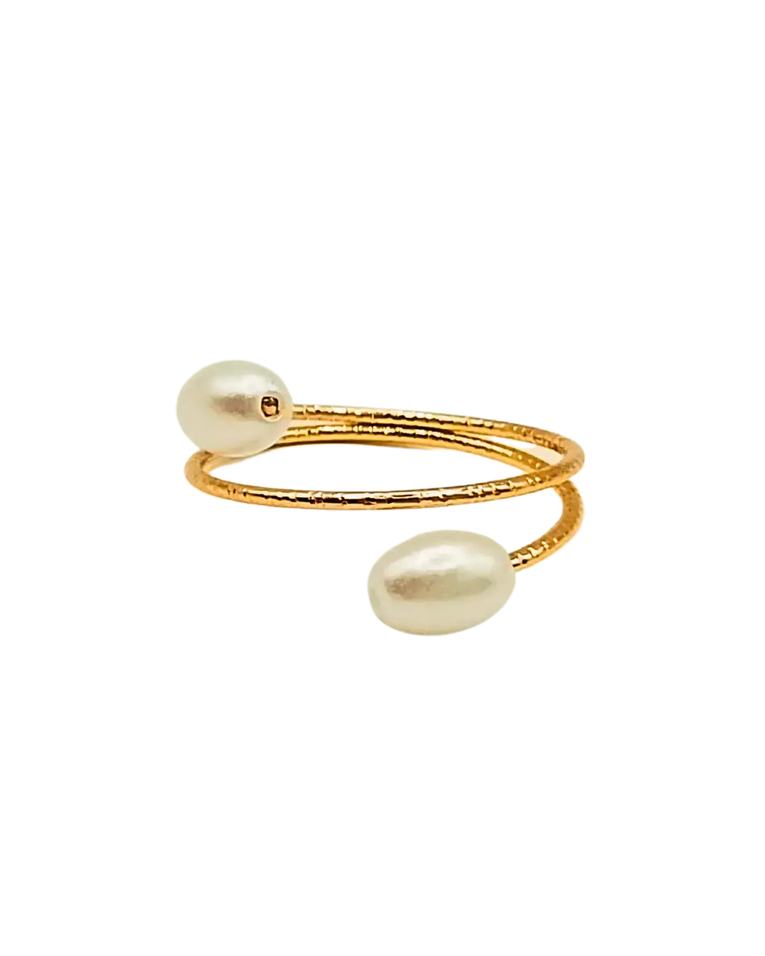 Two Pearl Spiral Ring