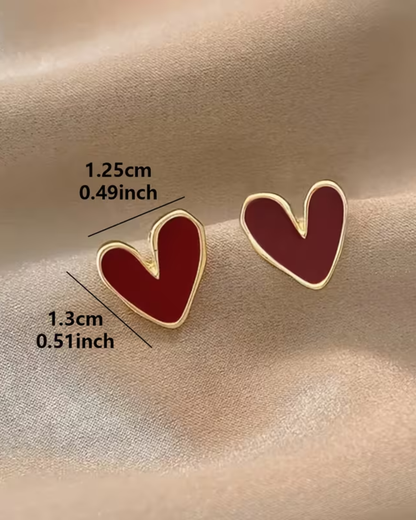 Red Heart Stud Earrings