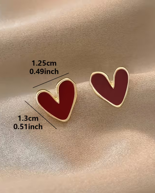Red Heart Stud Earrings