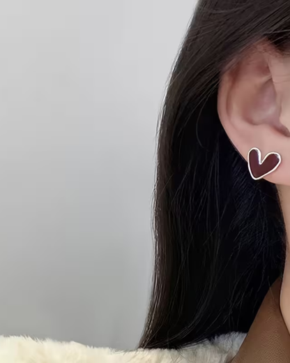 Red Heart Stud Earrings