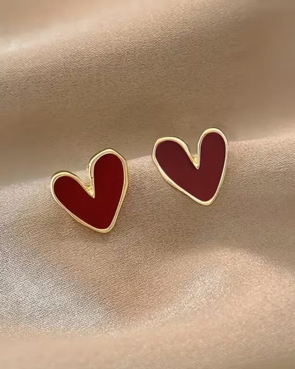 Red Heart Stud Earrings