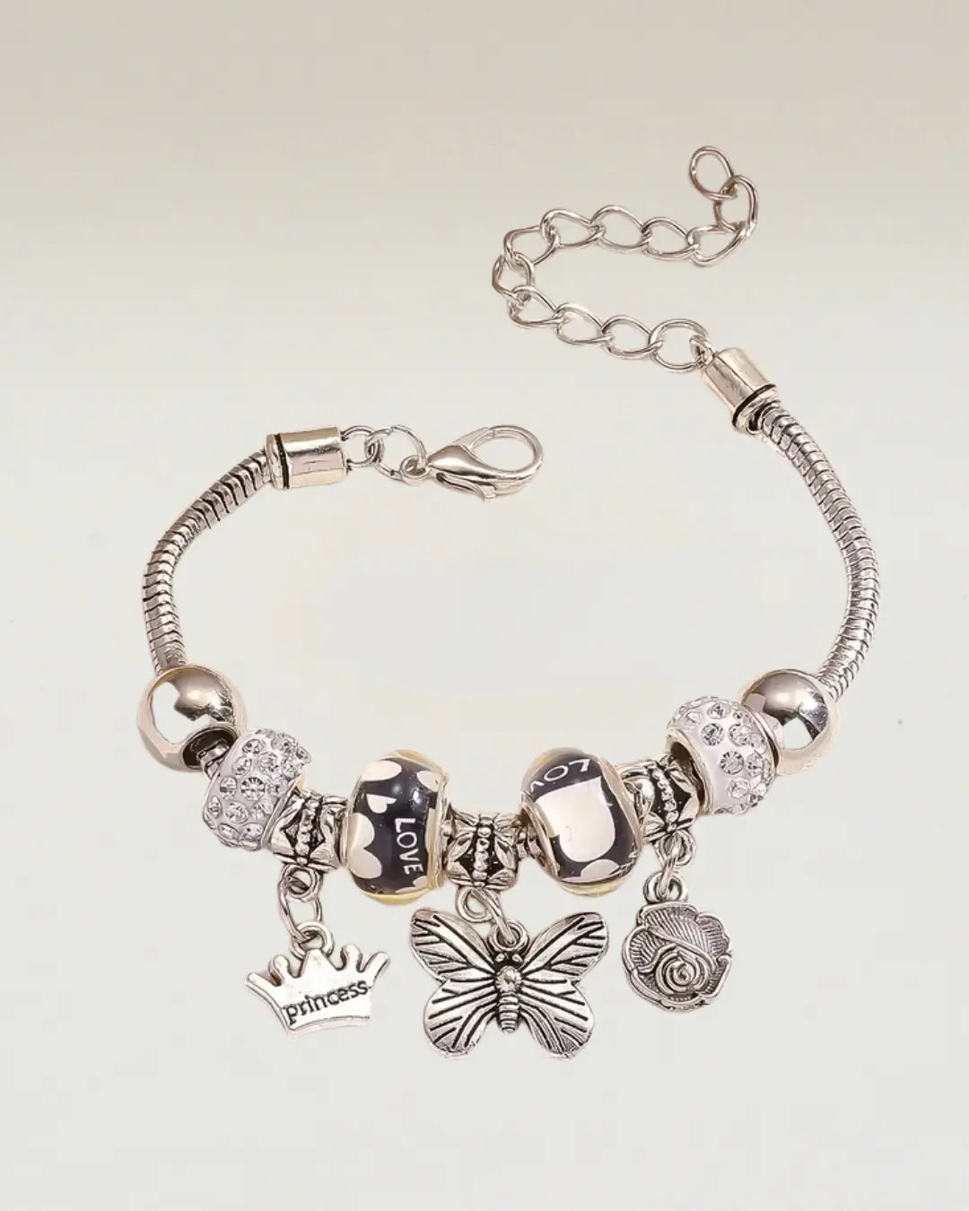 Butterfly and Rose Beads Bracelet