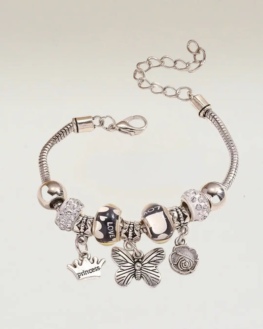 Butterfly and Rose Beads Bracelet
