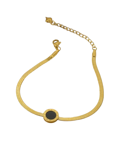 Roman Dial Black & Gold Minimalist Bracelet