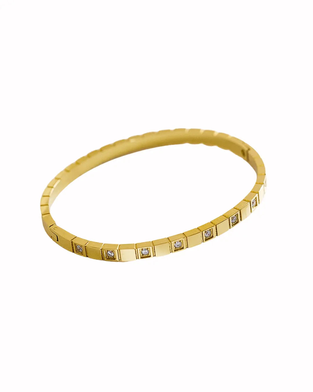 Geometric Gold Crystal Bangle