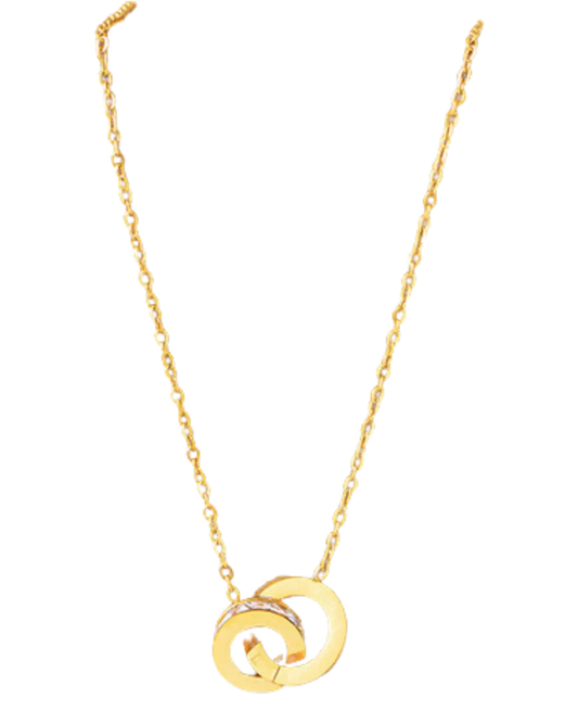 Eternal Embrace Stainless Steel Necklace – Gold Finish