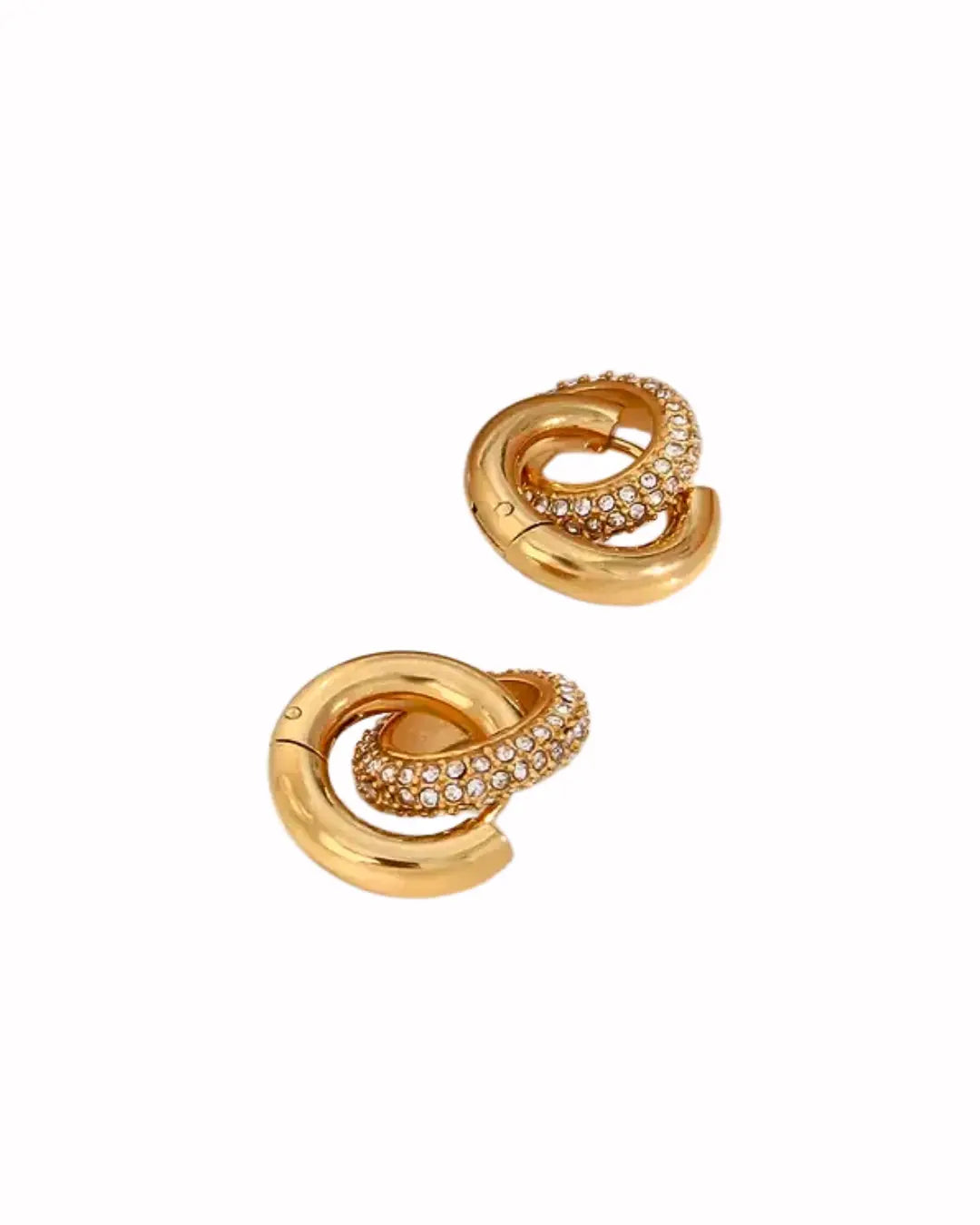 Interlocked Gold Hoop Earrings (2 Rings)