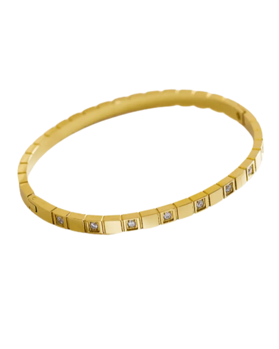 Geometric Gold Crystal Bangle