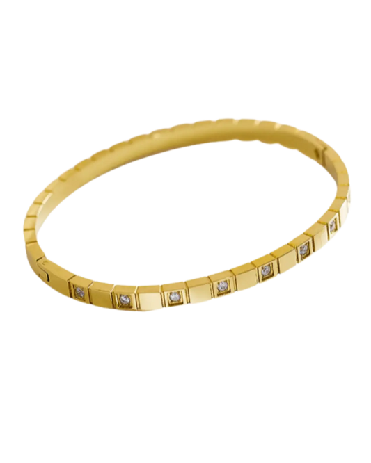 Geometric Gold Crystal Bangle