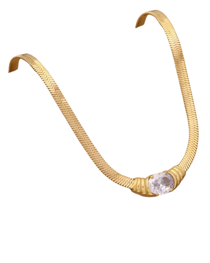 Crystal Grace Necklace – Gold-Tone Stainless Steel