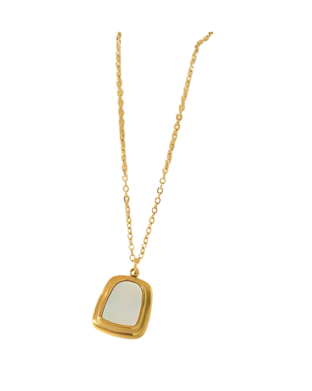 Modern Asymmetrical Gold Mirror Pendant Necklace
