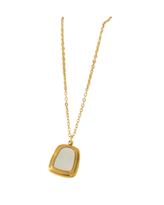 Modern Asymmetrical Gold Mirror Pendant Necklace