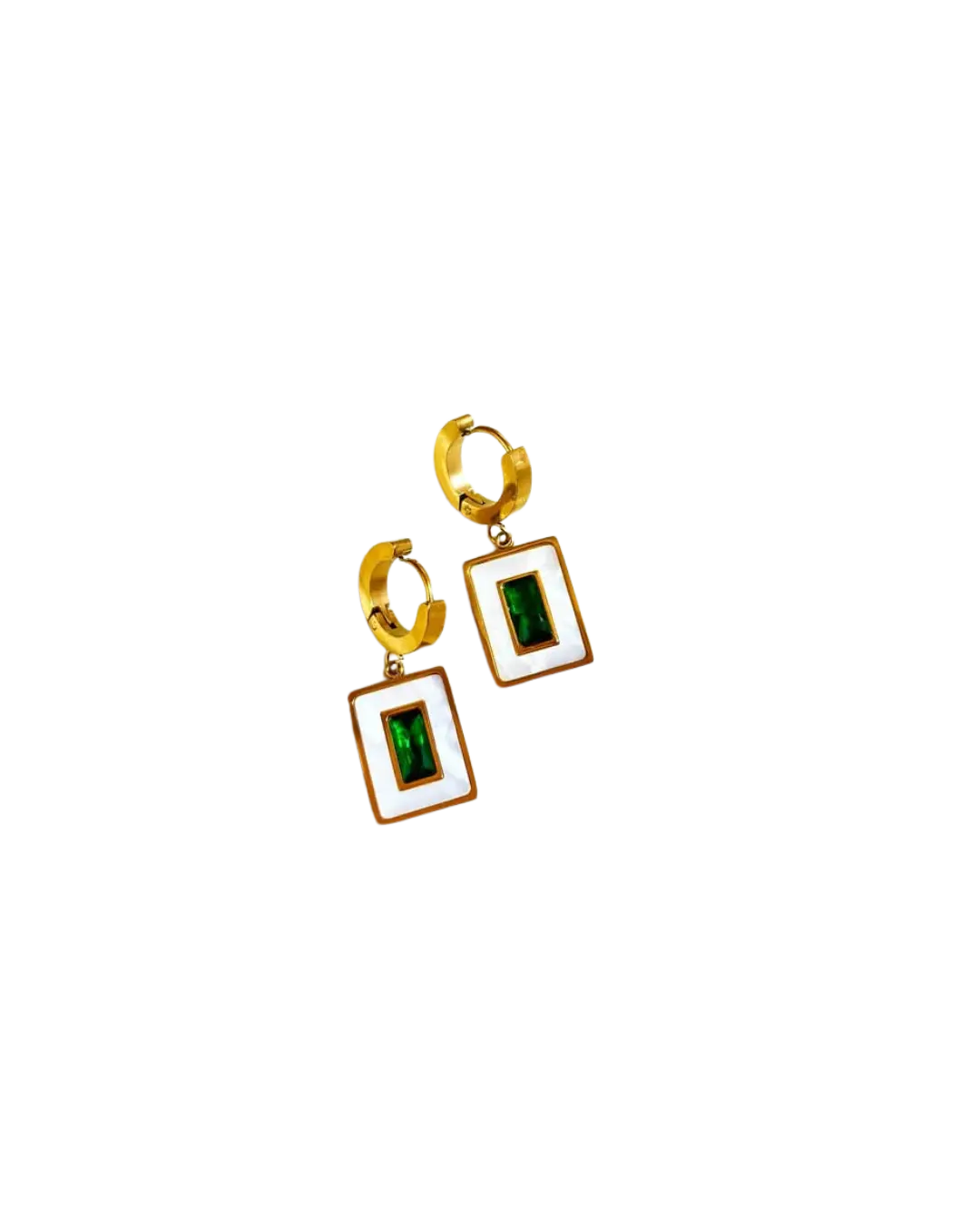 Emerald Drop Hoop Earrings