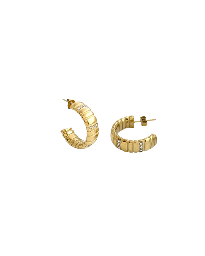 Bold Gold Ribbed Hoop Earrings
