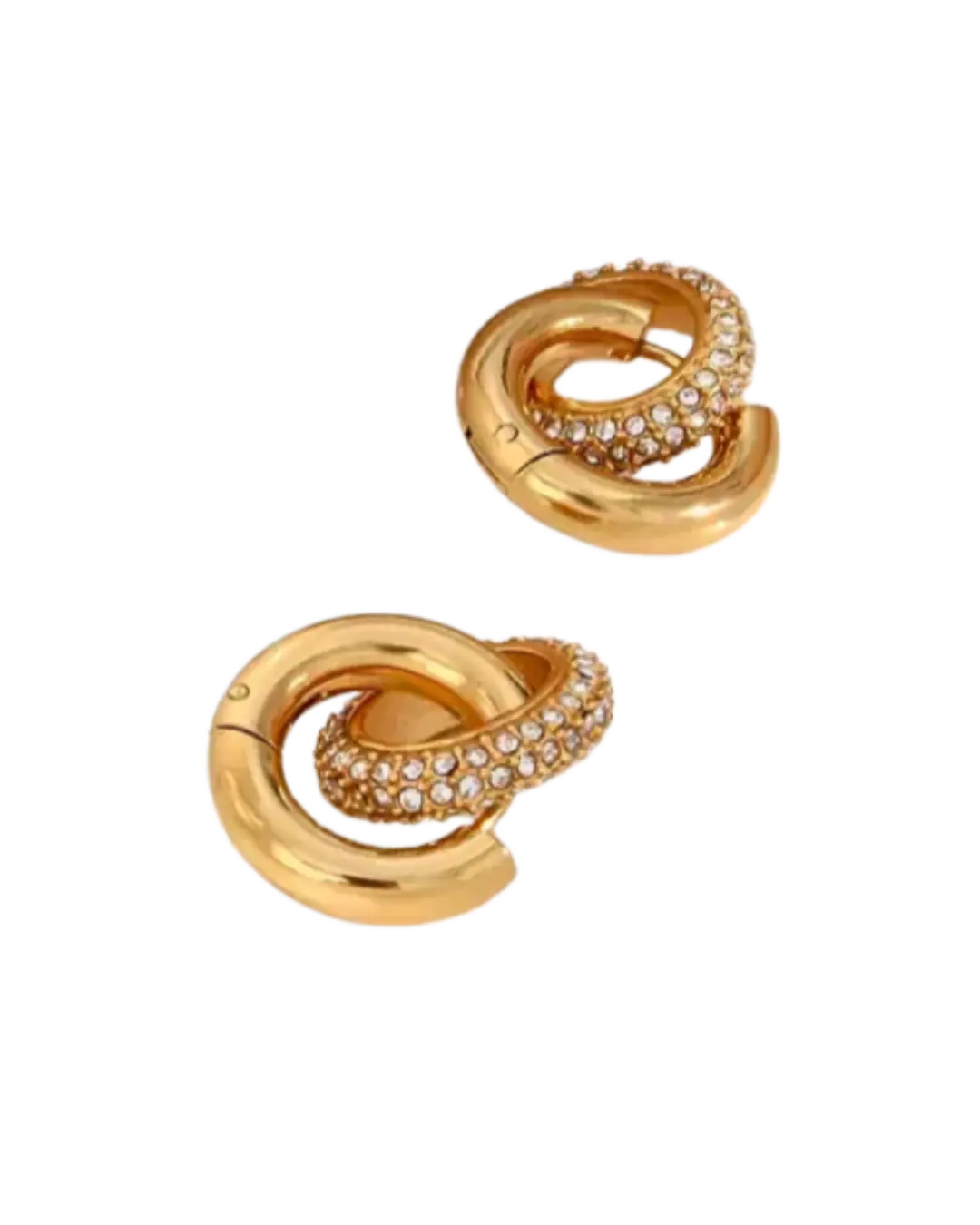 Interlocked Gold Hoop Earrings (2 Rings)