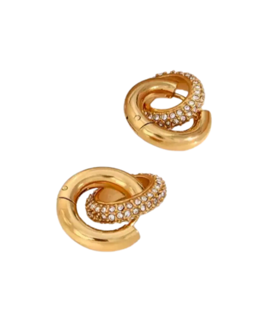 Interlocked Gold Hoop Earrings (2 Rings)
