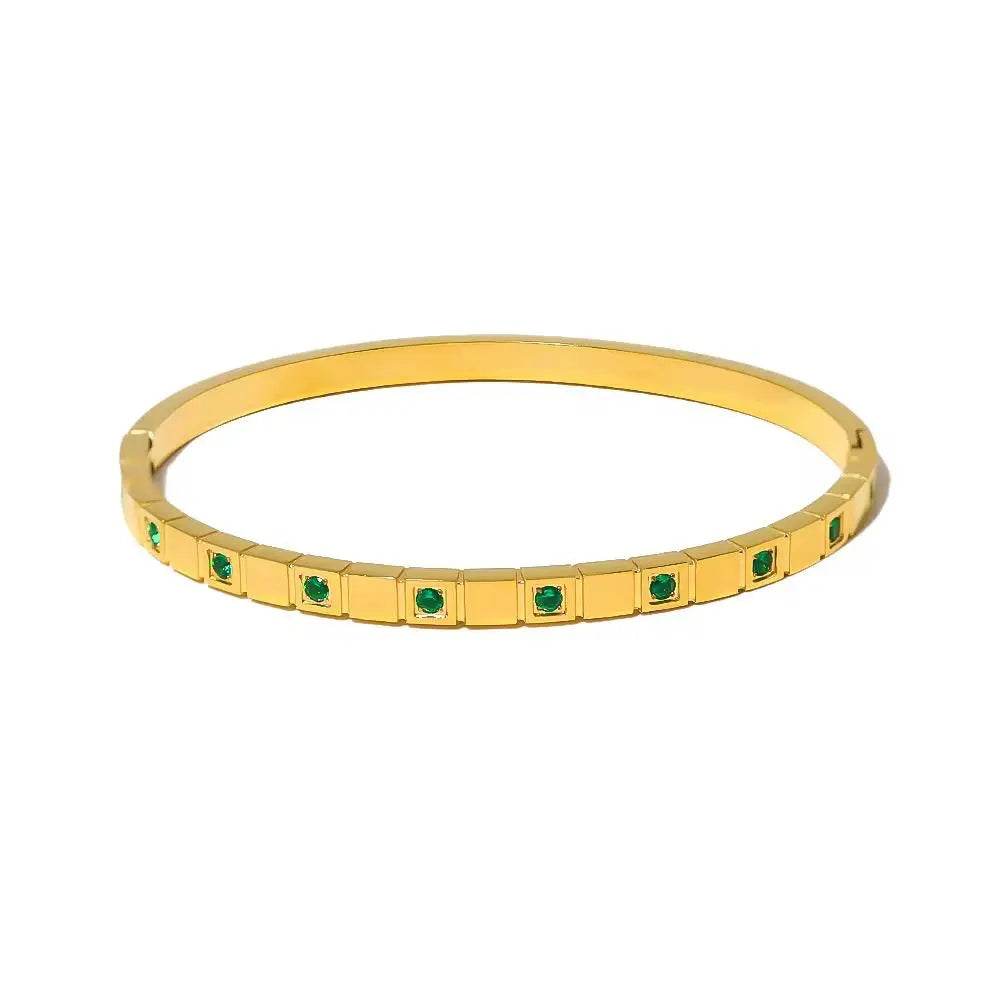 Geometric Gold Crystal Bangle