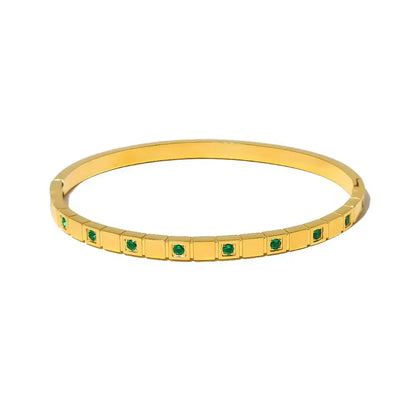 Geometric Gold Crystal Bangle