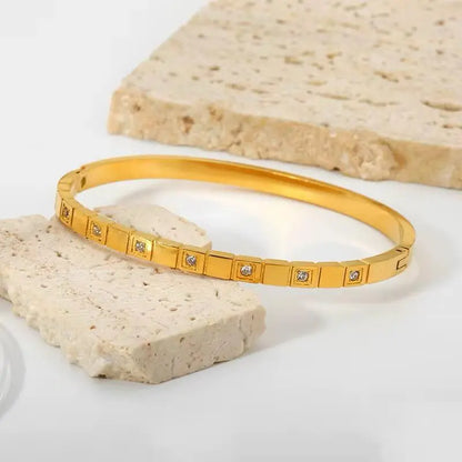Geometric Gold Crystal Bangle