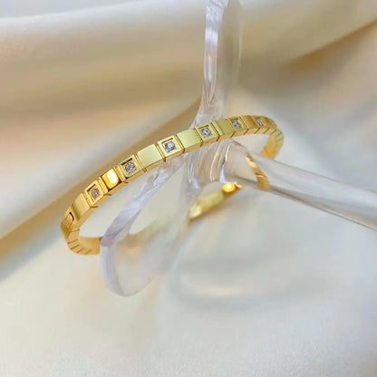 Geometric Gold Crystal Bangle