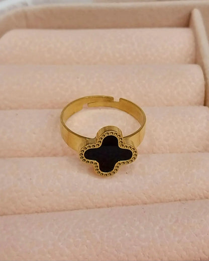 Stainless steel Black Clover Ring