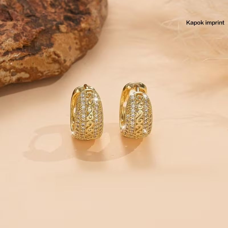 Golden Zirconia Hoop Earrings