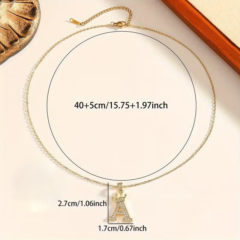 Crown Letter Necklace