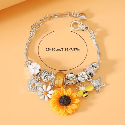 Adjustable Sunflowers Bracelet