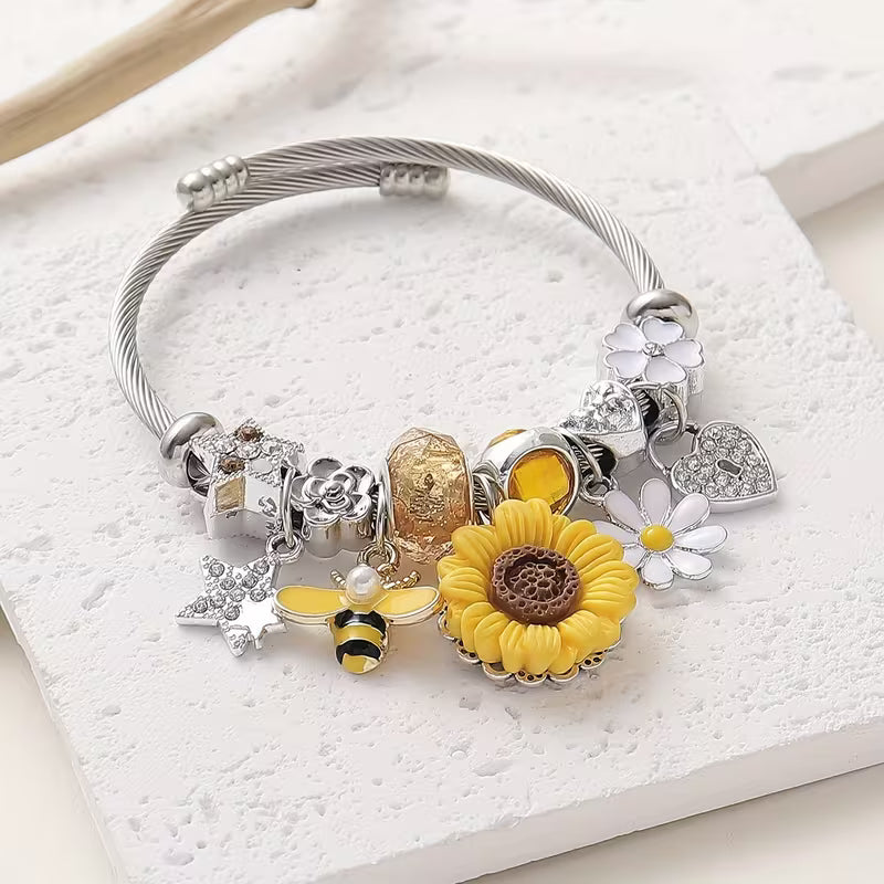 Sunflower & Bee Bracelet