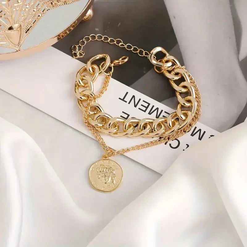 Hip Hop Double Chain Bracelet