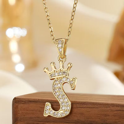 Crown Letter Necklace