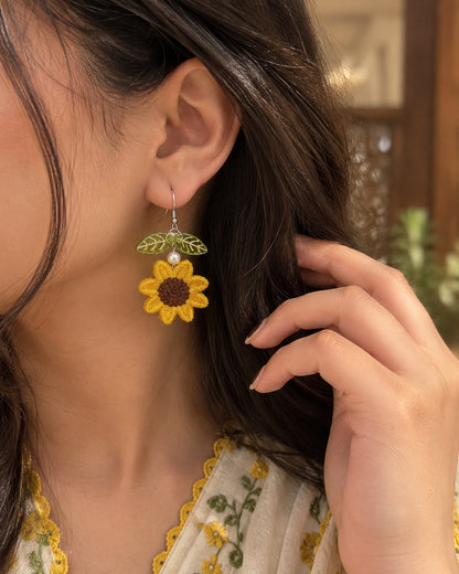 Sunflower & Leaf Charm Drops