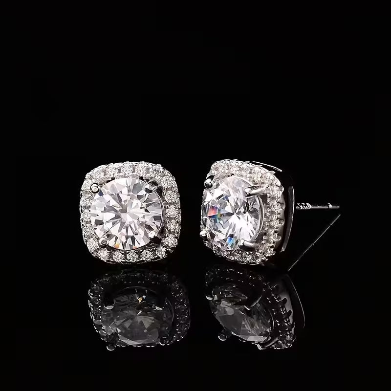 Halo Cushion Moissanite Studs