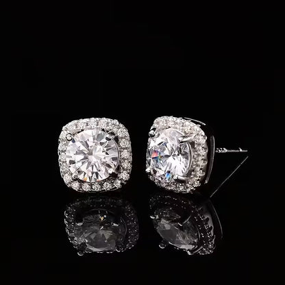 Halo Cushion Moissanite Studs