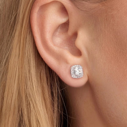 Halo Cushion Moissanite Studs